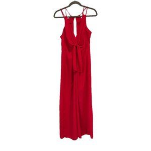 Red Tie Front Jumpsuit